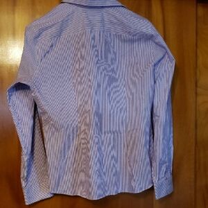 Lands' End Ladies Purple and White Striped Dress Shirt